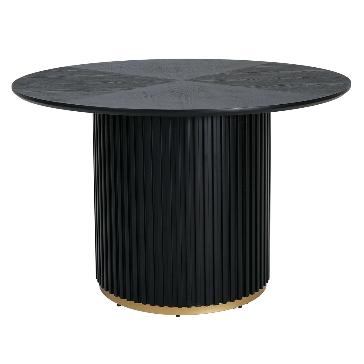 Round Pedestal Dining Table – 47.25” Modern Round Dining Table (3 Colors) in black with a sleek pedestal base.