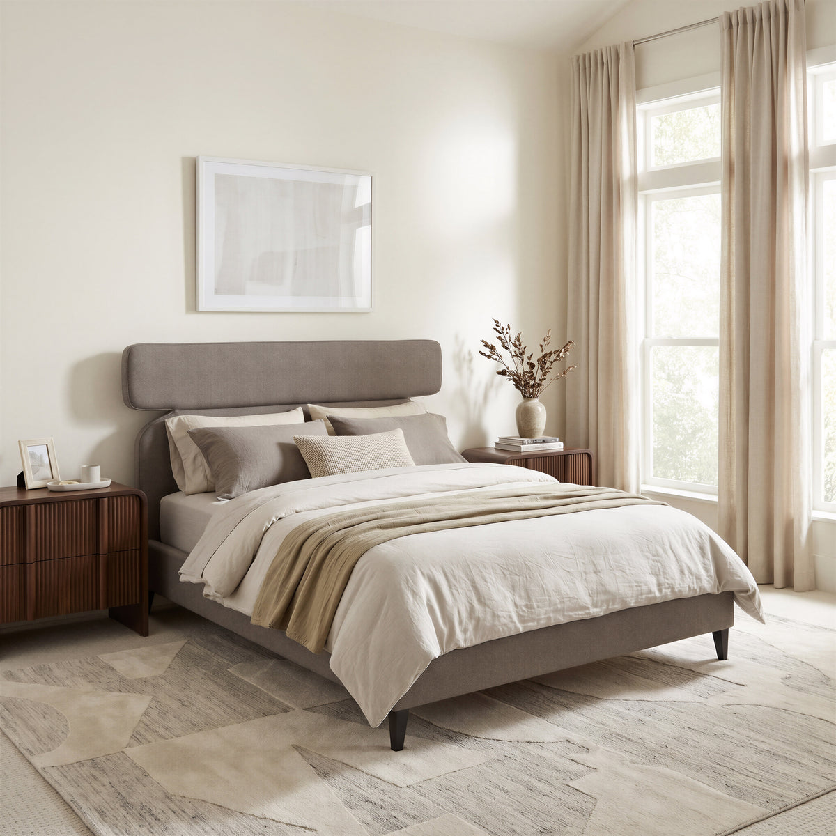 Dusa Olive Brown Queen Bed