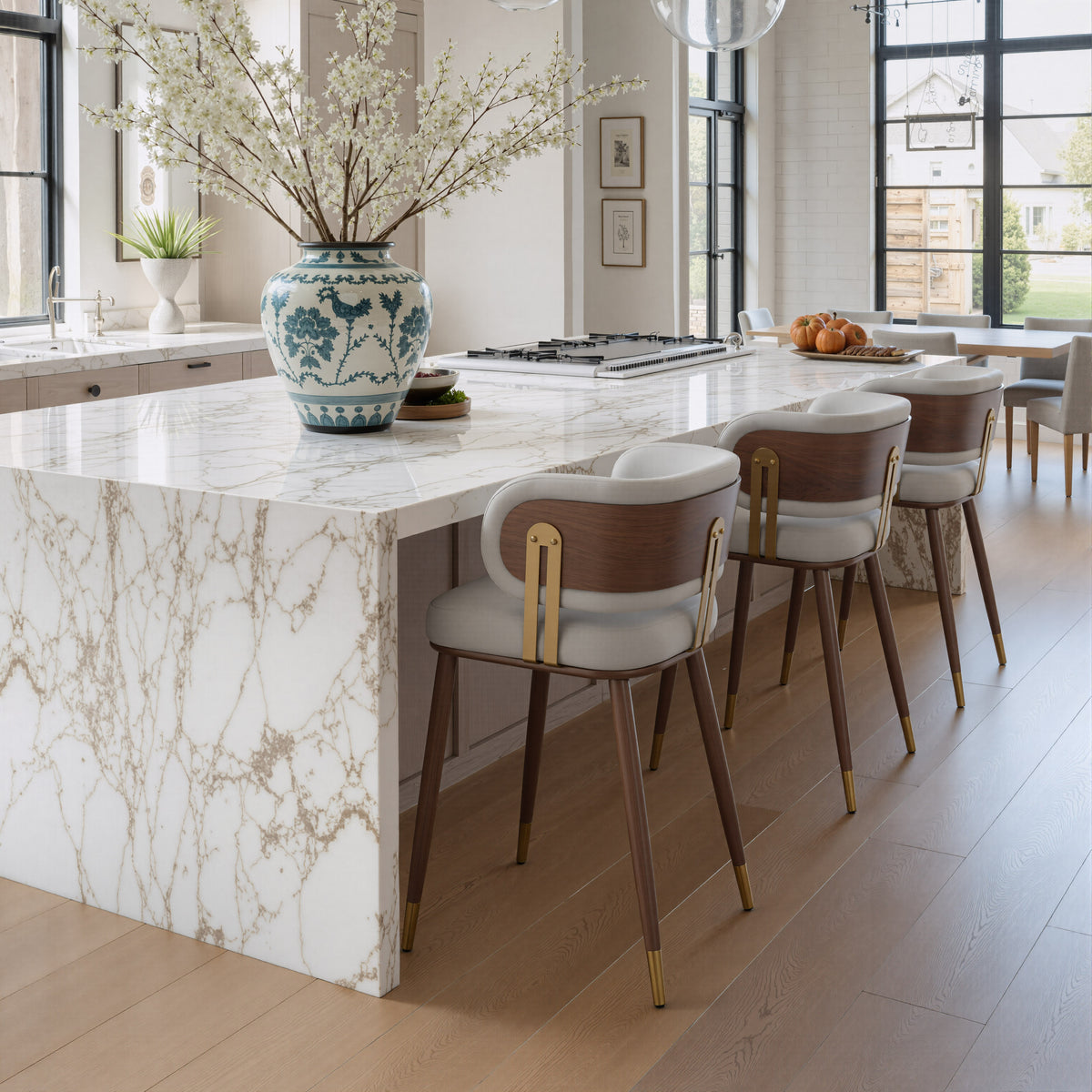 Brew Beige & Walnut Counter Stool