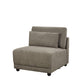 Rylie Brown Linen Modular Sectional Sofa – 144” Couch with Pillows (2 Sizes) armless chair in gray fabric.