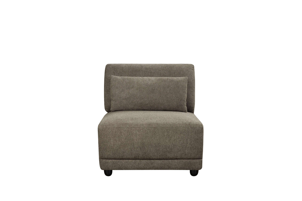 Rylie Brown Linen Modular Sectional Sofa – 144” Couch with Pillows (2 Sizes) armless seat in breathable linen upholstery.