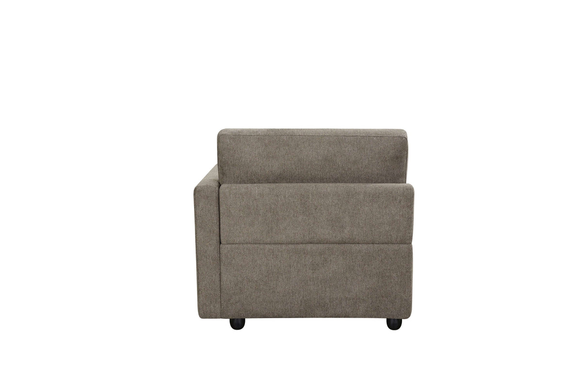 Rylie Brown Linen Modular Sectional Sofa – 144” Couch with Pillows (2 Sizes) back view showing upholstery.