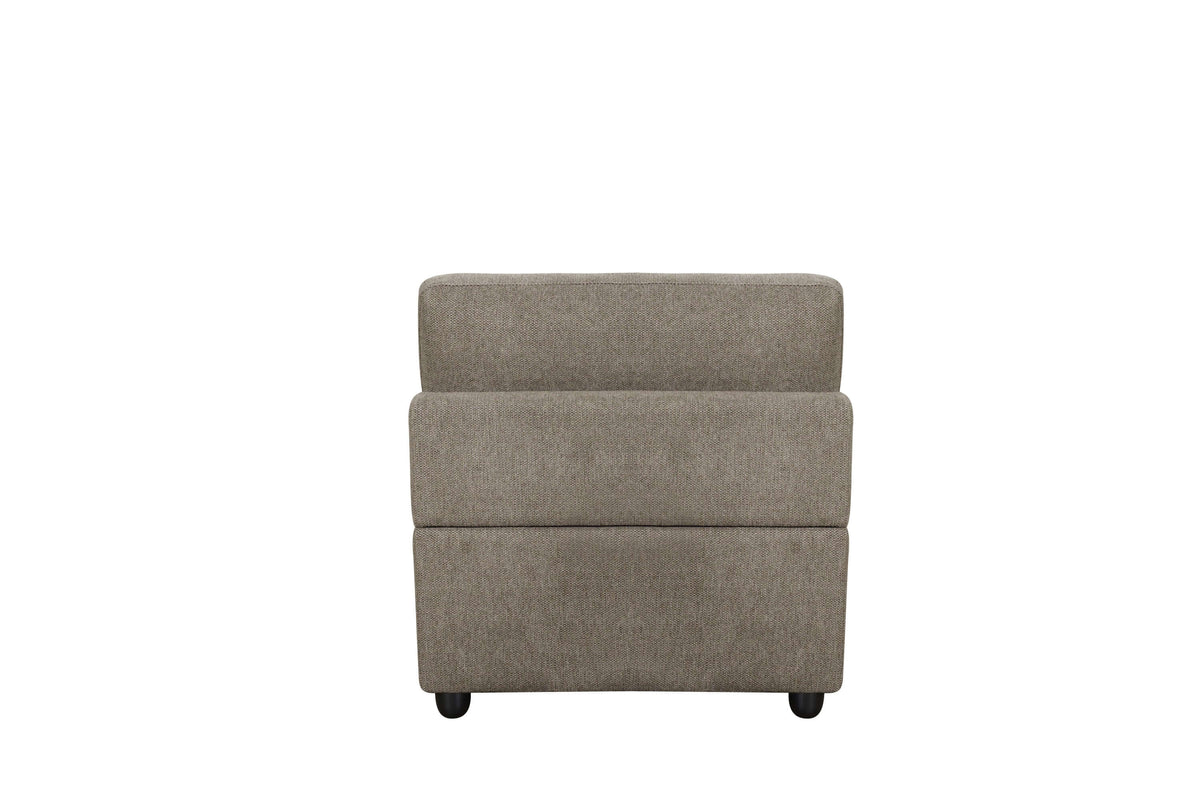 Rylie Brown Linen Modular Sectional Sofa – 144” Couch with Pillows (2 Sizes) modular armless seat back view