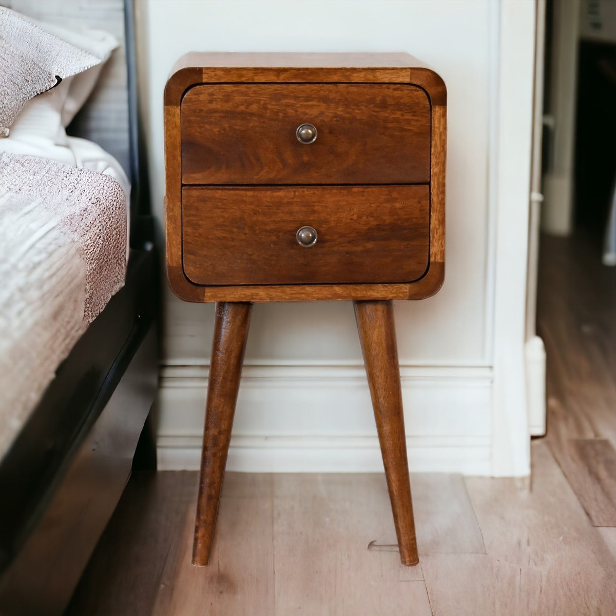 Sabine Beige Brown Wood Nightstand – 11.8" Nightstand – view 3