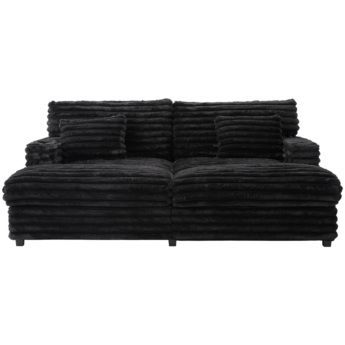 Sabine Faux Fur Double Chaise Sofa – 82" Oversized Lounge Sofa