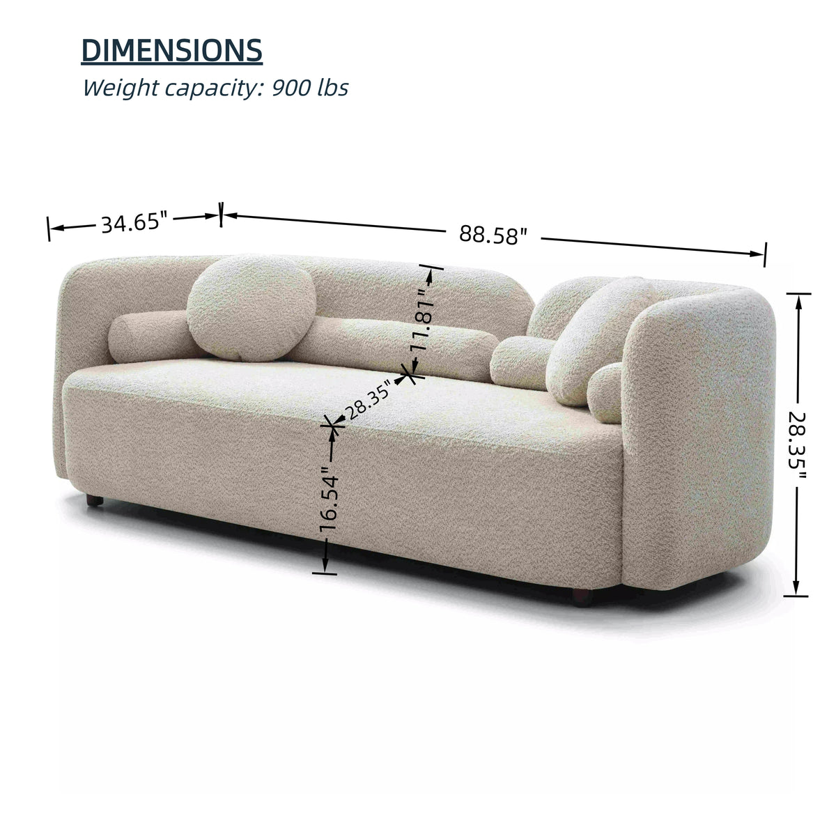 Sabrina 3-Piece Boucle Living Room Set – Sofa, Loveseat & Swivel Chair – view 9