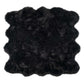 Scalloped faux fur square shag rug in black, 6' x 6', offering softness and style for any modern space.