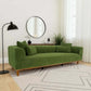Richardson Velvet Sofa 103” - Scandinavian Modern 3-Seat Sofa with Wood Base in green fabric with plush pillows.