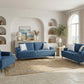 Selby Contemporary Chenille Sofa – Blue, Solid Wood Frame, 83"W – view 11