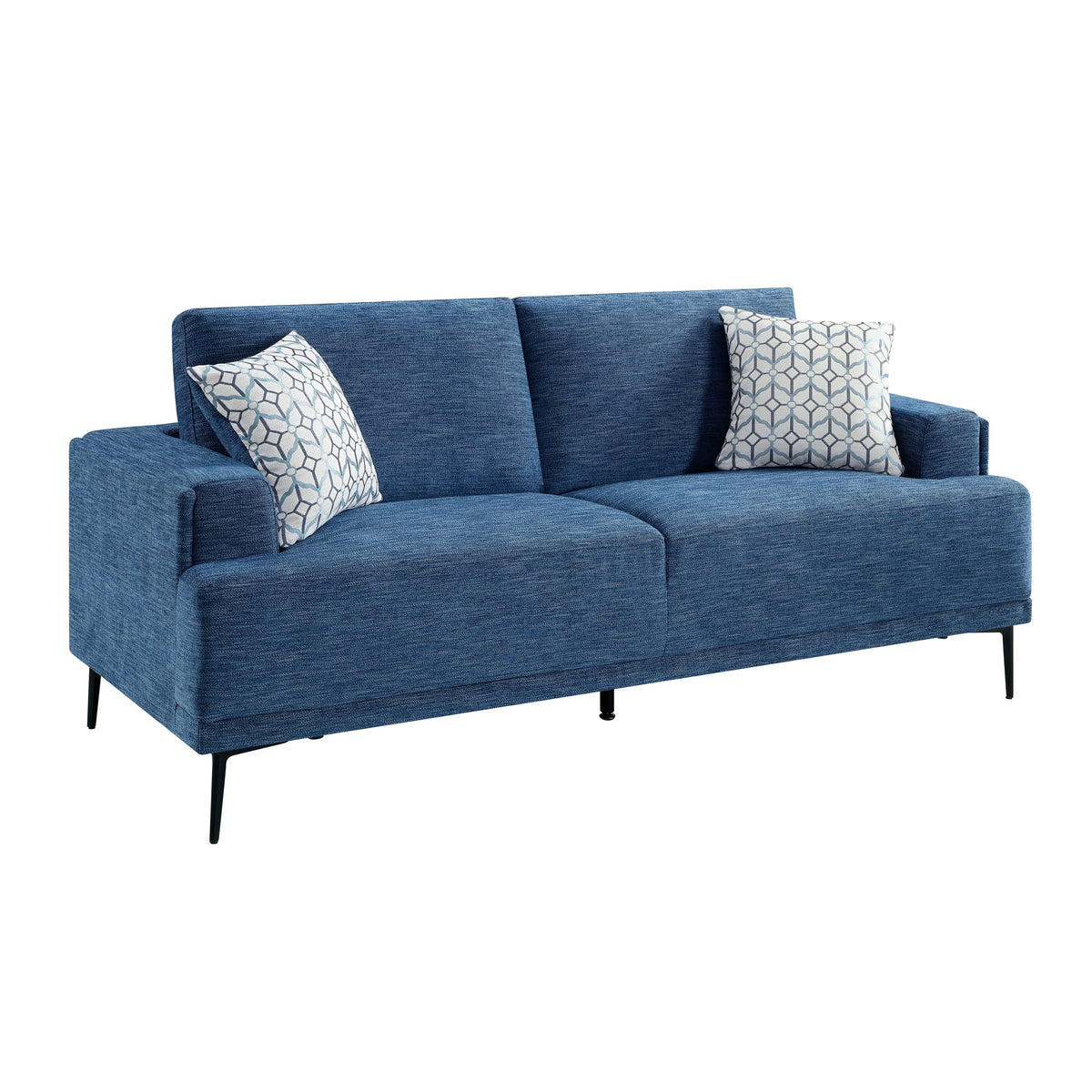 Selby Contemporary Chenille Sofa – Blue, Solid Wood Frame, 83"W – view 12