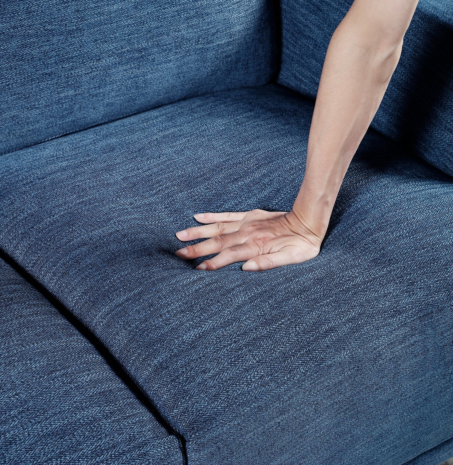 Selby Contemporary Chenille Sofa – Blue, Solid Wood Frame, 83"W – view 13