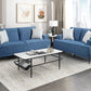 Selby Contemporary Chenille Sofa – Blue, Solid Wood Frame, 83"W – view 6