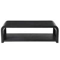 Selby Curved Coffee Table – Rattan Sides, 2-Tier Storage