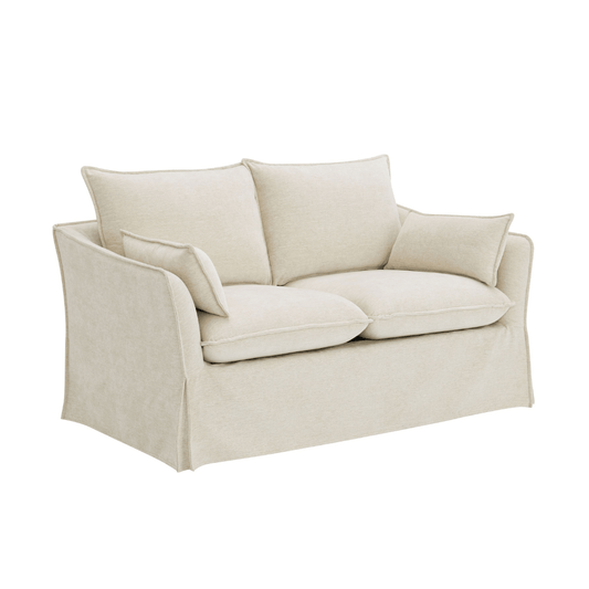 Shane Beige Linen Slipcover Loveseat w/2 Pillows 58"