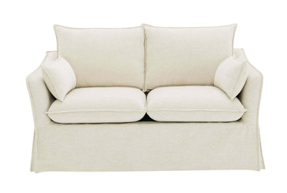 Shane Beige Linen Slipcover Loveseat w/2 Pillows 58" with soft cushions and elegant design.