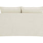 Shane Beige Linen Slipcover Loveseat w/2 Pillows 58" viewed from the back, showcasing cozy beige upholstery and pillows.