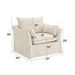 Shane Beige Slipcover Linen Chair w/2 Pillows dimensions and design details on a white background.