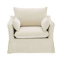 Shane Beige Slipcover Linen Chair w/2 Pillows with soft linen upholstery and two accent pillows.