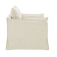 Shane Beige Slipcover Linen Chair w/2 Pillows side view with soft beige fabric and cushions.