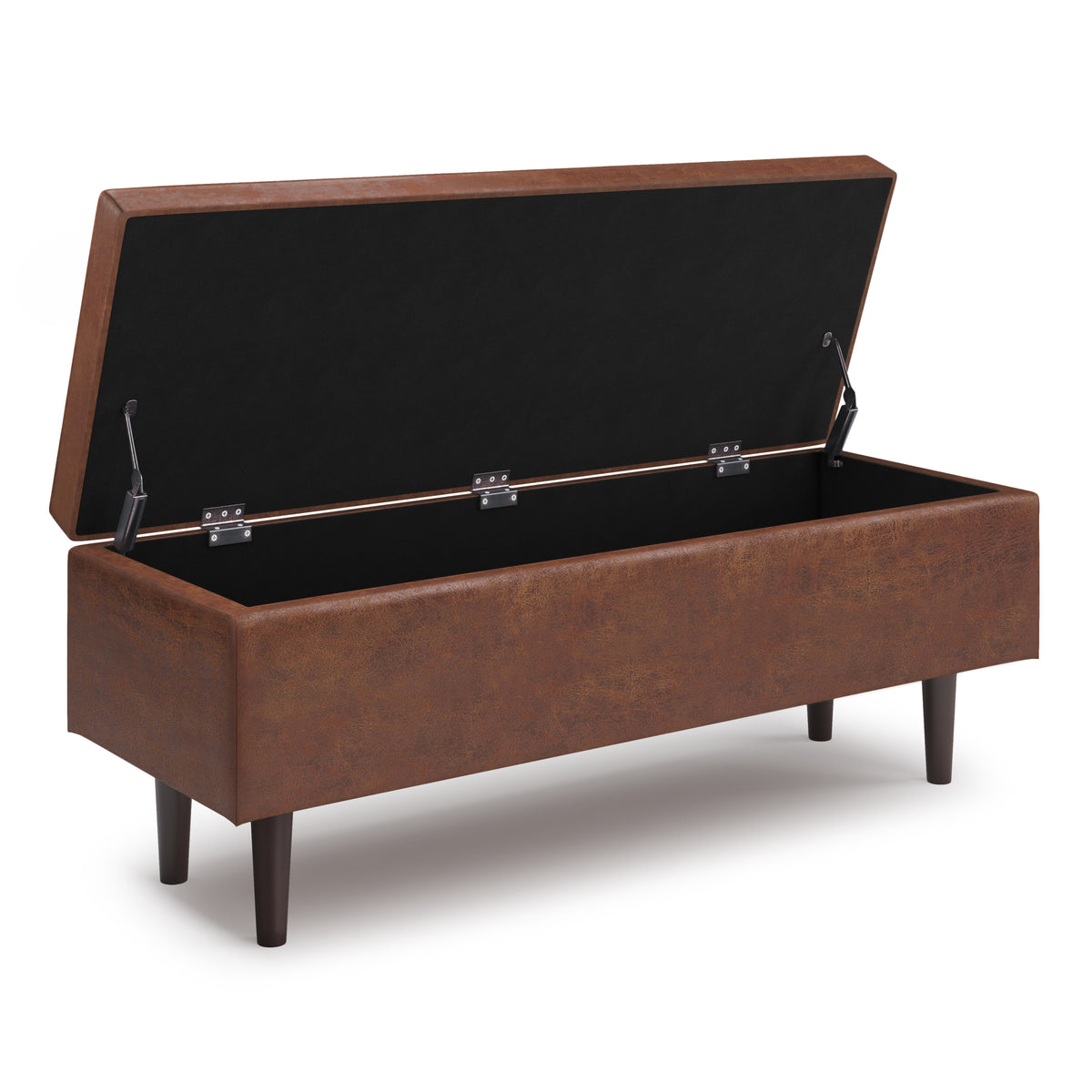 Shay Dark Brown Faux Leather Ottoman – 17.7"W Ottoman – view 6