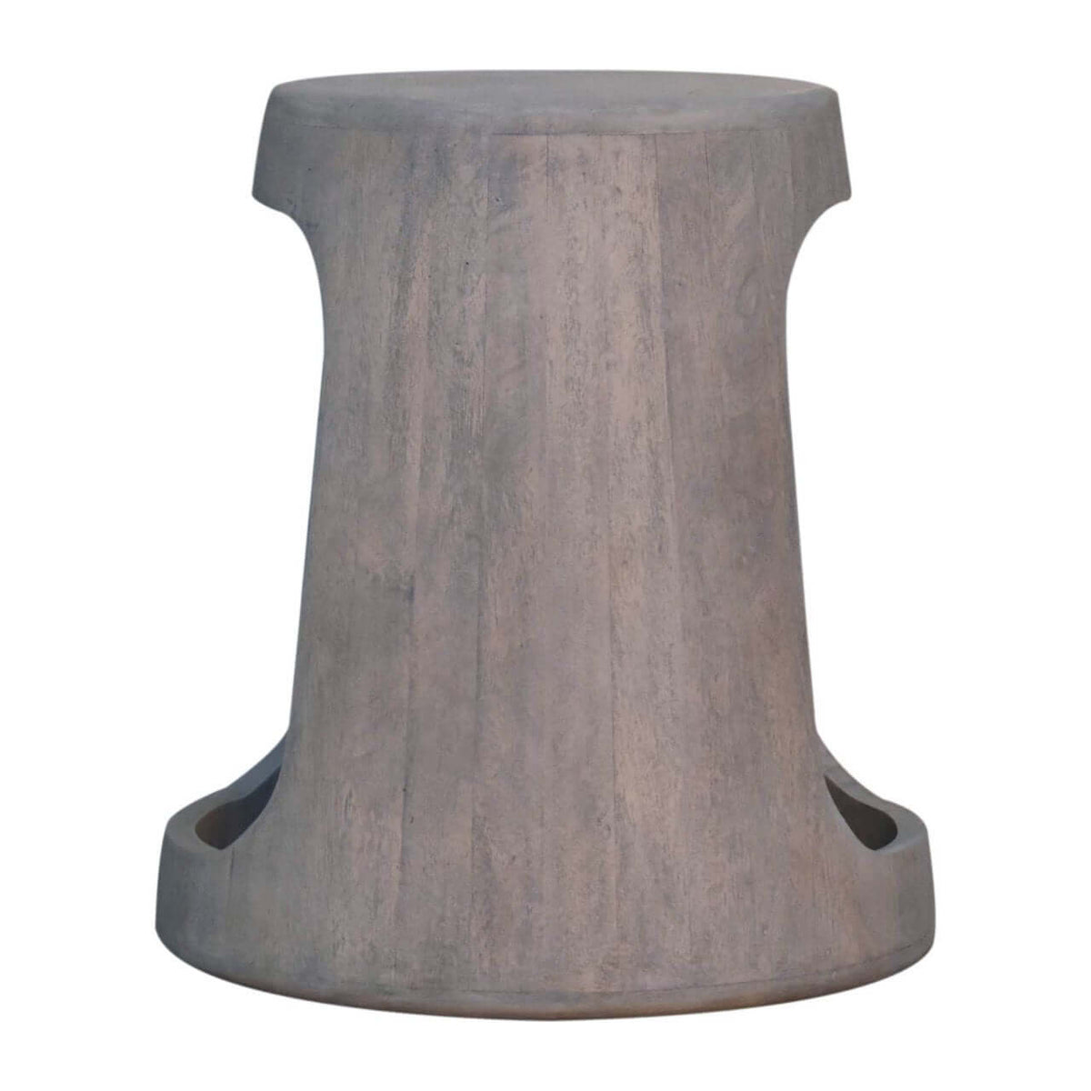 Solid Wood Acid Wash Side Table, Open-Storage showcasing a sculptural design and natural texture.