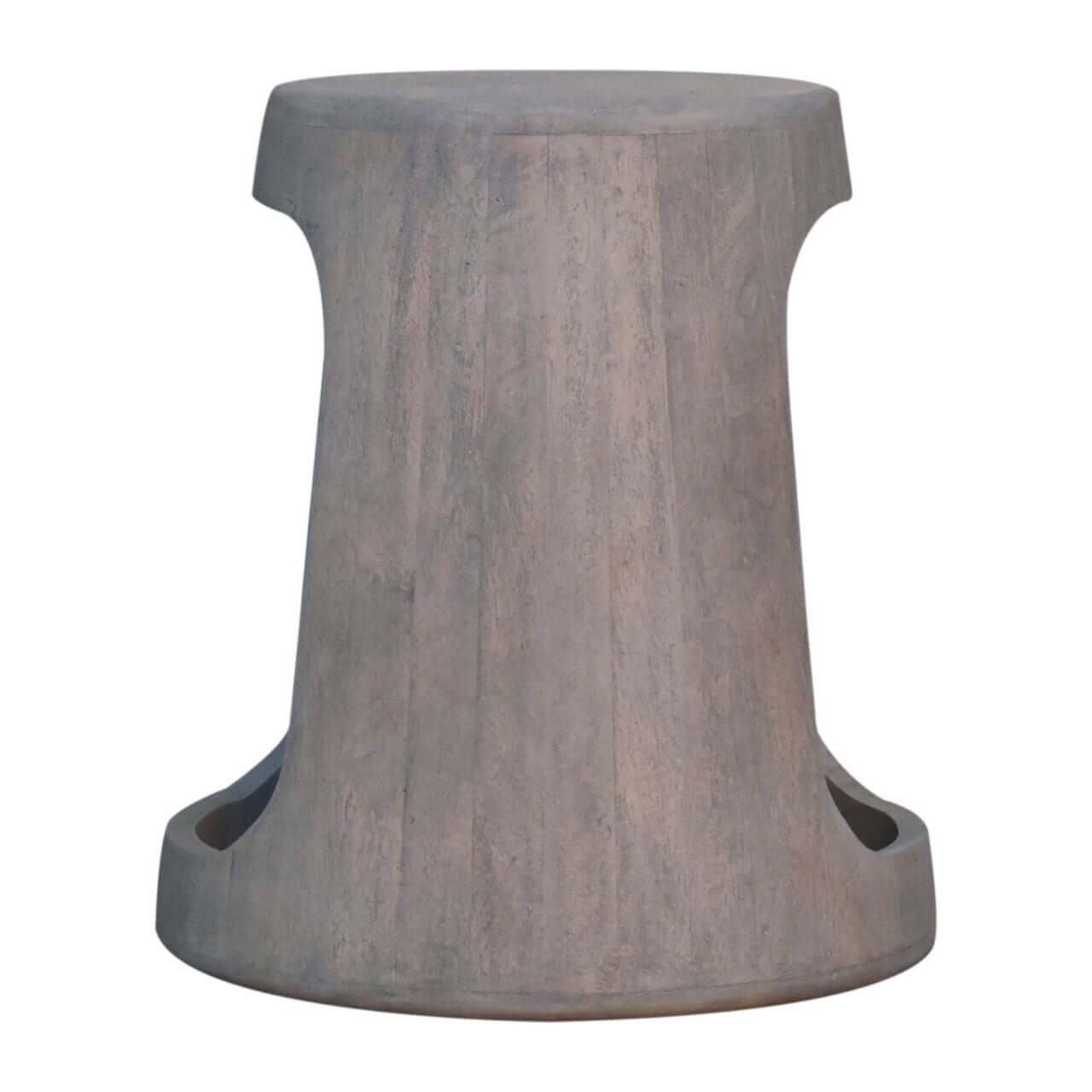 Solid Wood Acid Wash Side Table, Open-Storage showcasing a sculptural design and natural texture.
