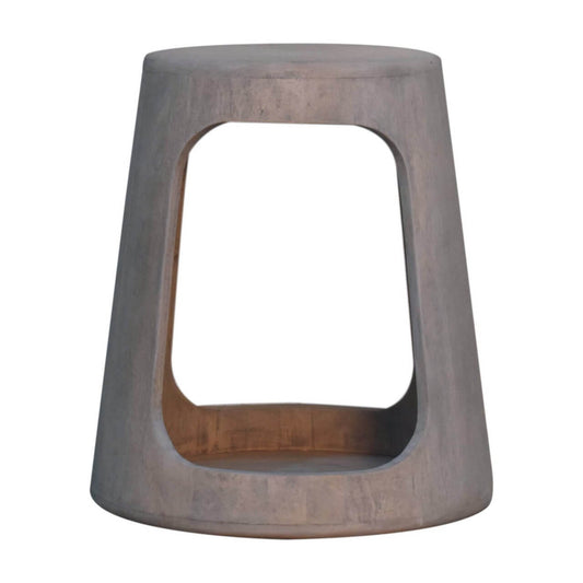 Solid Wood Acid Wash Side Table, Open-Storage featuring a sculptural design and open storage.