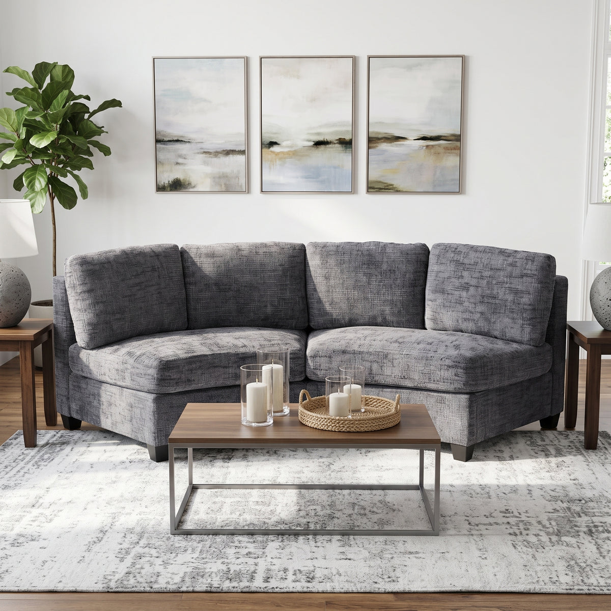 Sorrel Curved Modular Sectional Sofa – Chenille, 4 Colors – view 13