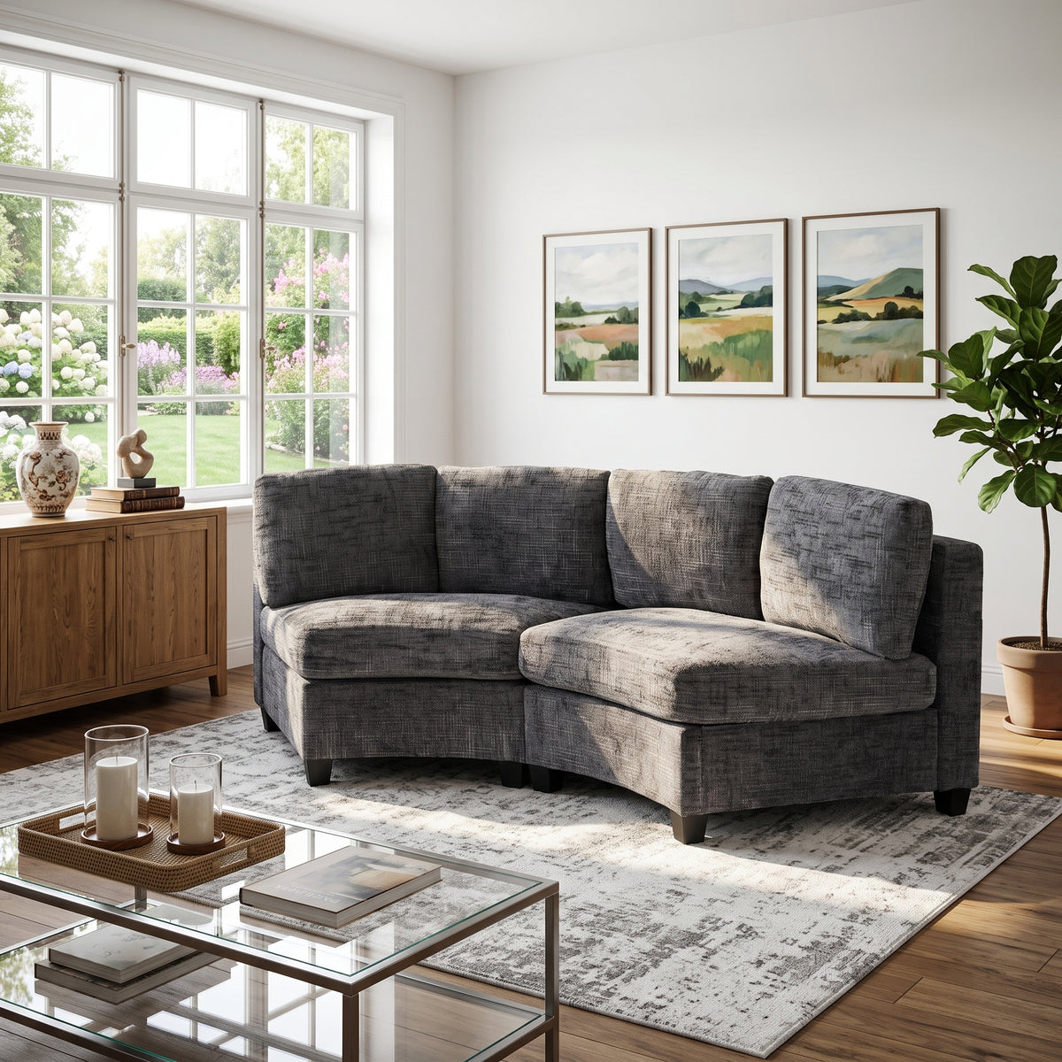 Sorrel Curved Modular Sectional Sofa – Chenille, 4 Colors – view 15