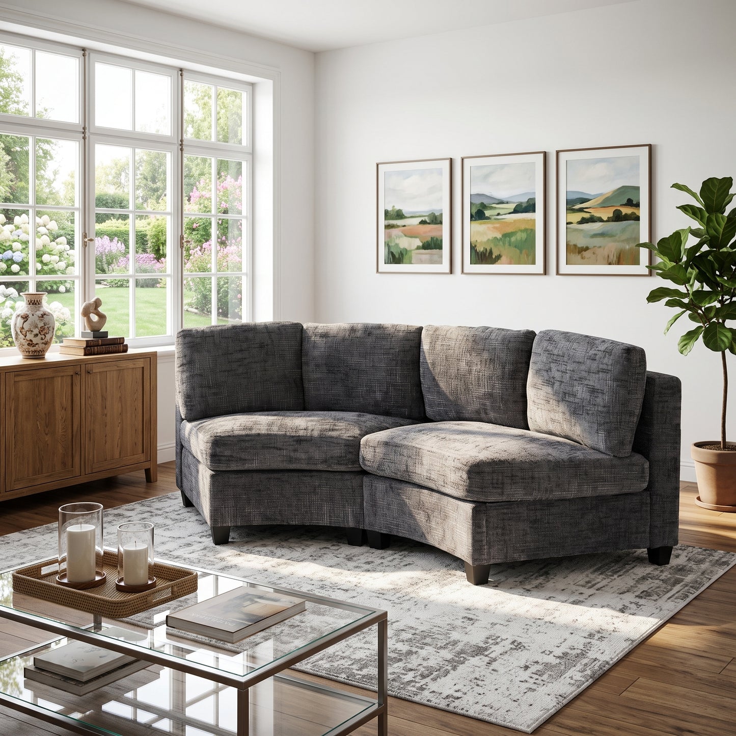 Sorrel Curved Modular Sectional Sofa – Chenille, 4 Colors – view 15