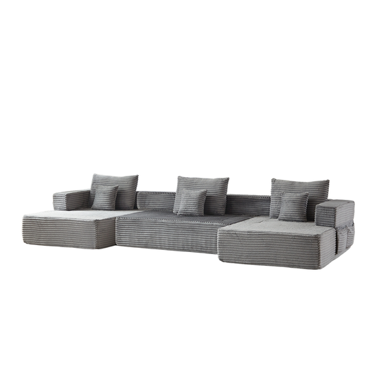 Sorrel U-Shaped Modular Sofa Grey Corduroy