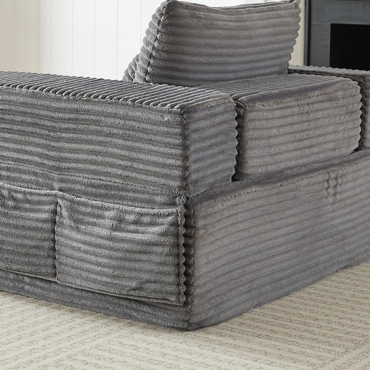 Sorrel Modular Reclining Sectional – Grey Corduroy L-Shaped Sofa – view 9