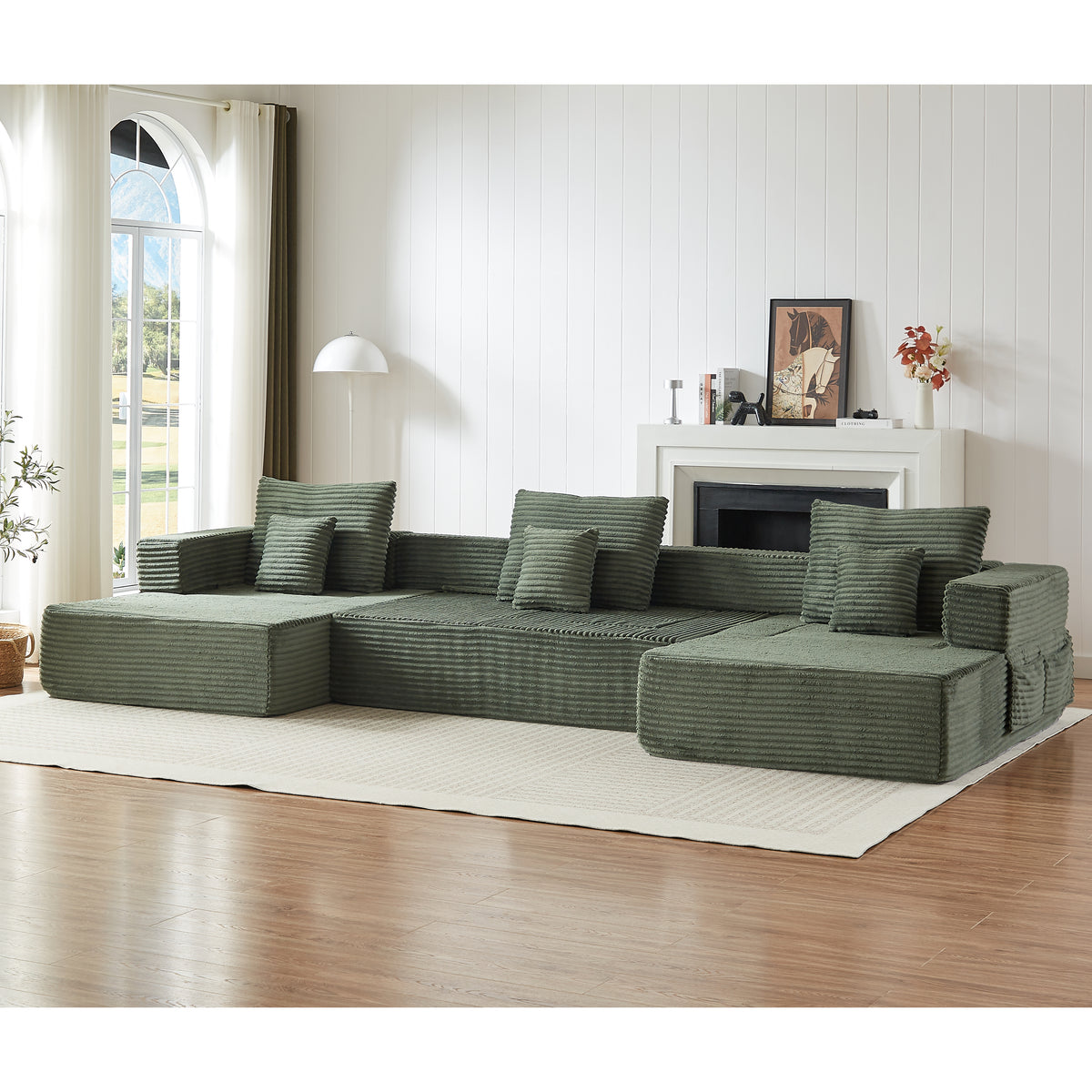 Sorrel U-Shaped Modular Sofa – 137" Corduroy Sectional with Removable Arms – view 15