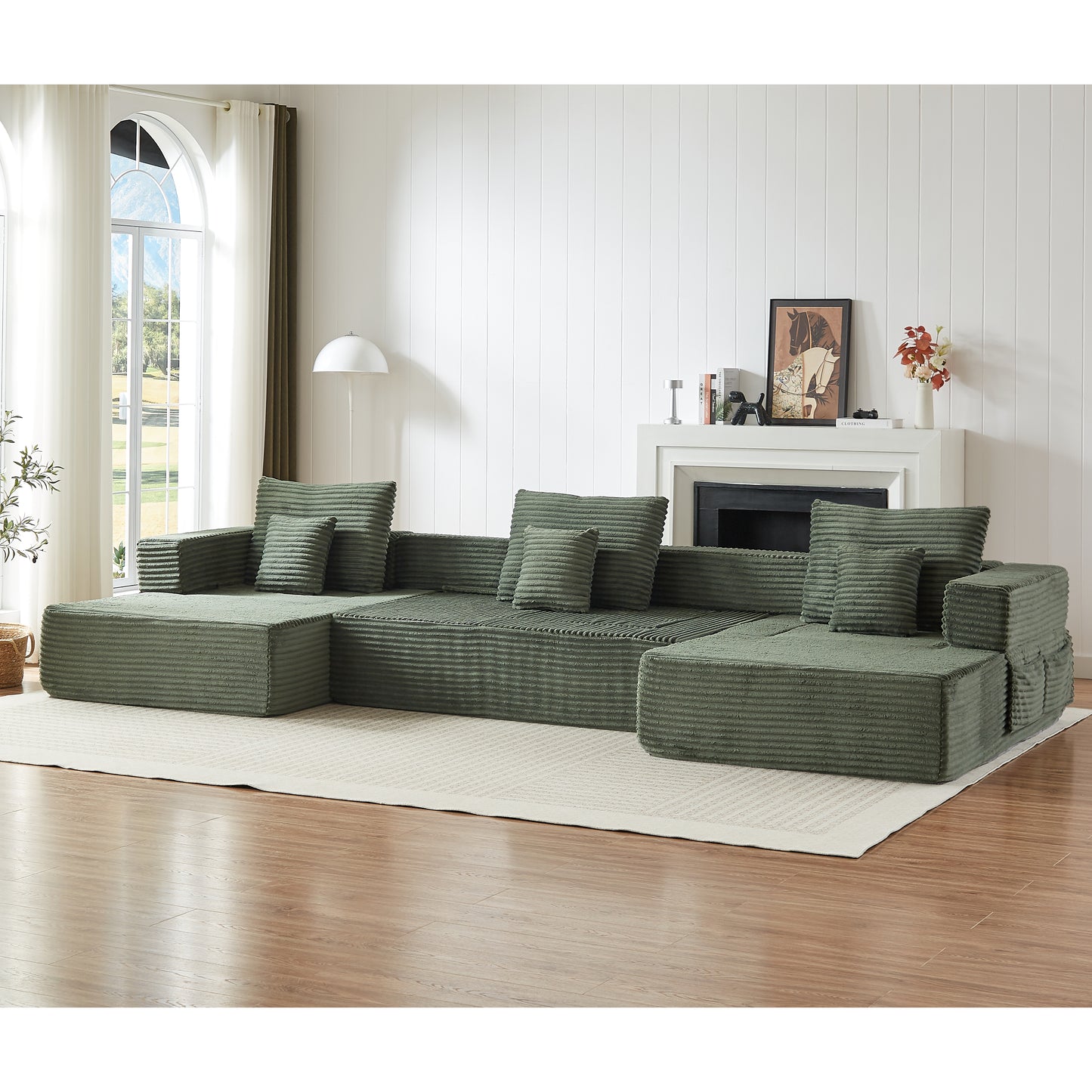 Sorrel U-Shaped Modular Sofa – 137" Corduroy Sectional with Removable Arms – view 15
