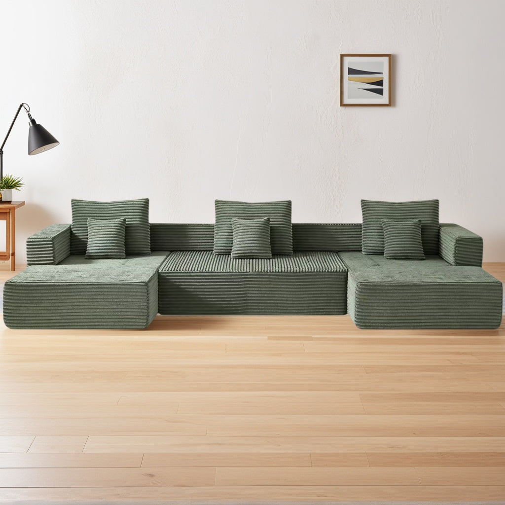 Sorrel U-Shaped Modular Sofa – 137" Corduroy Sectional with Removable Arms – view 16