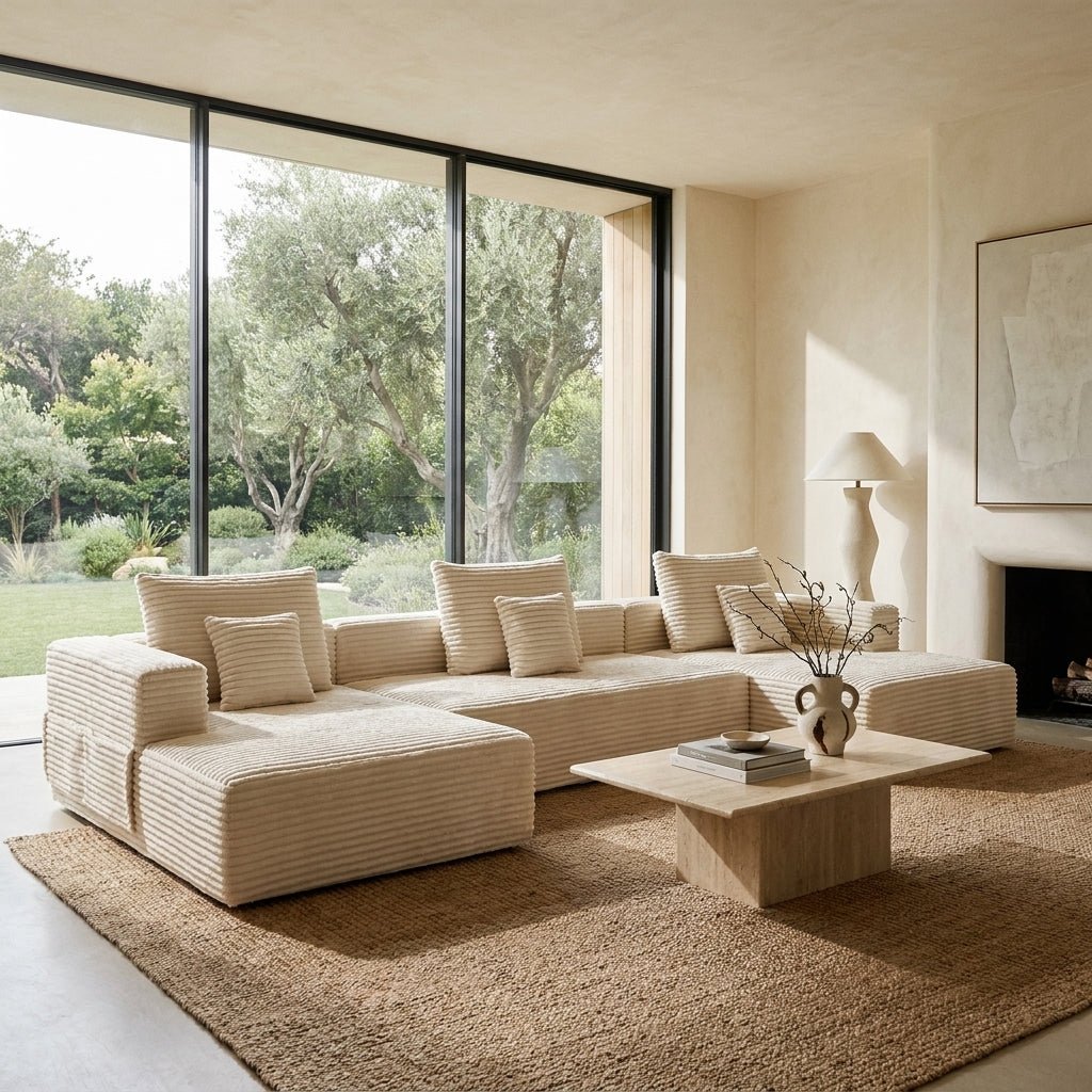 Sorrel U-Shaped Modular Sofa – 137" Corduroy Sectional with Removable Arms – view 2