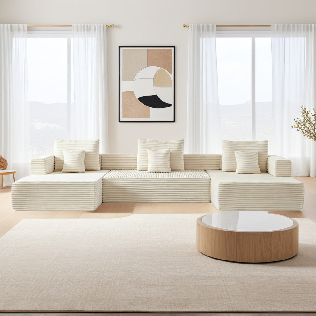 Sorrel U-Shaped Modular Sofa – 137" Corduroy Sectional with Removable Arms – view 3