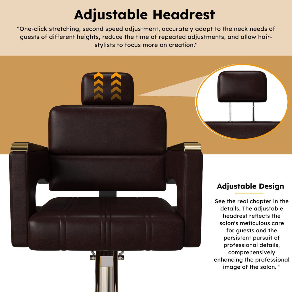 Sterling Hydraulic Barber Chair – 360° Swivel Salon Chair – view 14