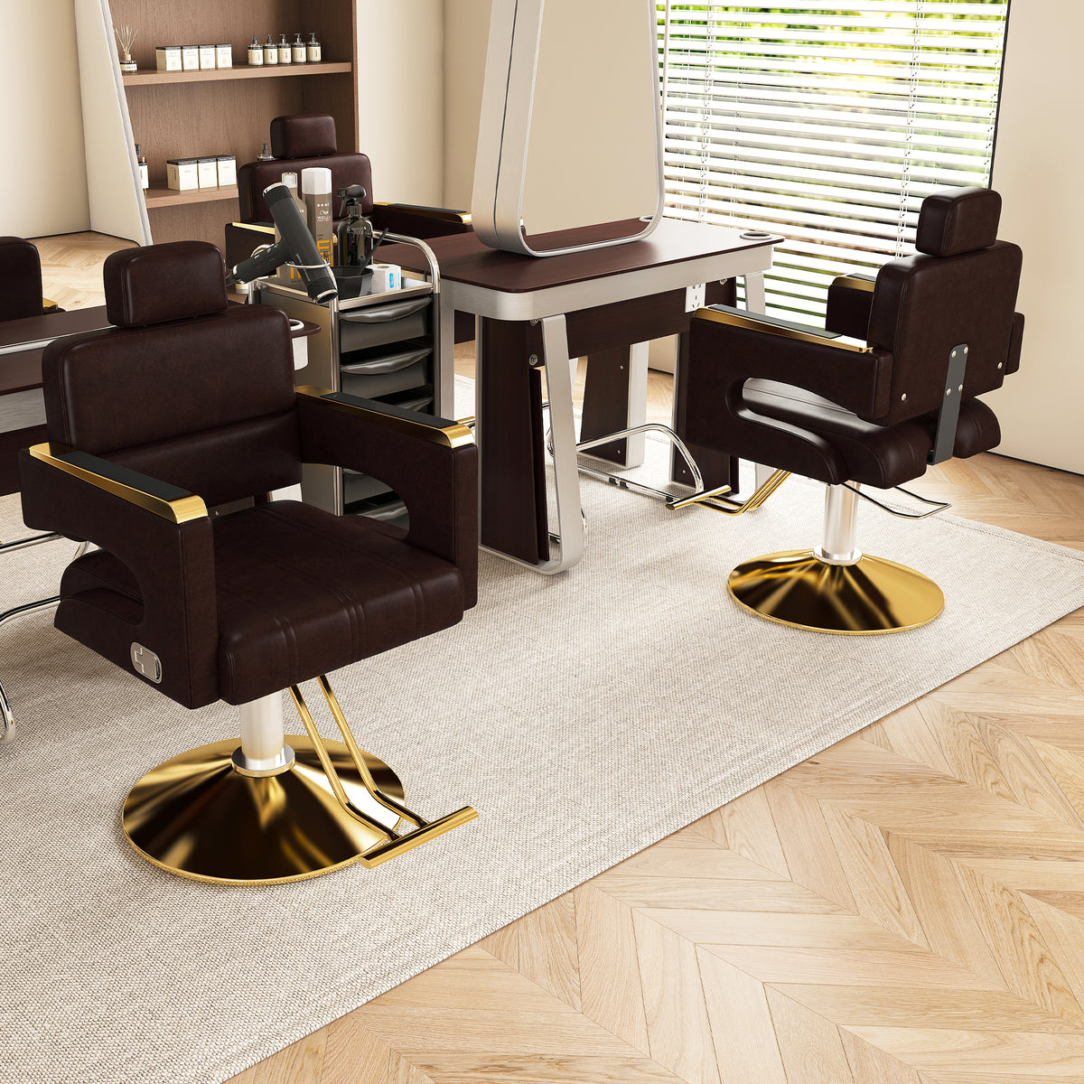 Sterling Hydraulic Barber Chair – 360° Swivel Salon Chair – view 2