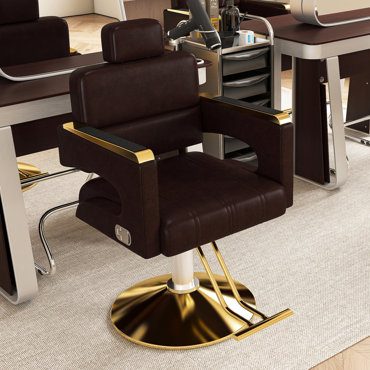 Sterling Hydraulic Barber Chair – 360° Swivel Salon Chair – view 8