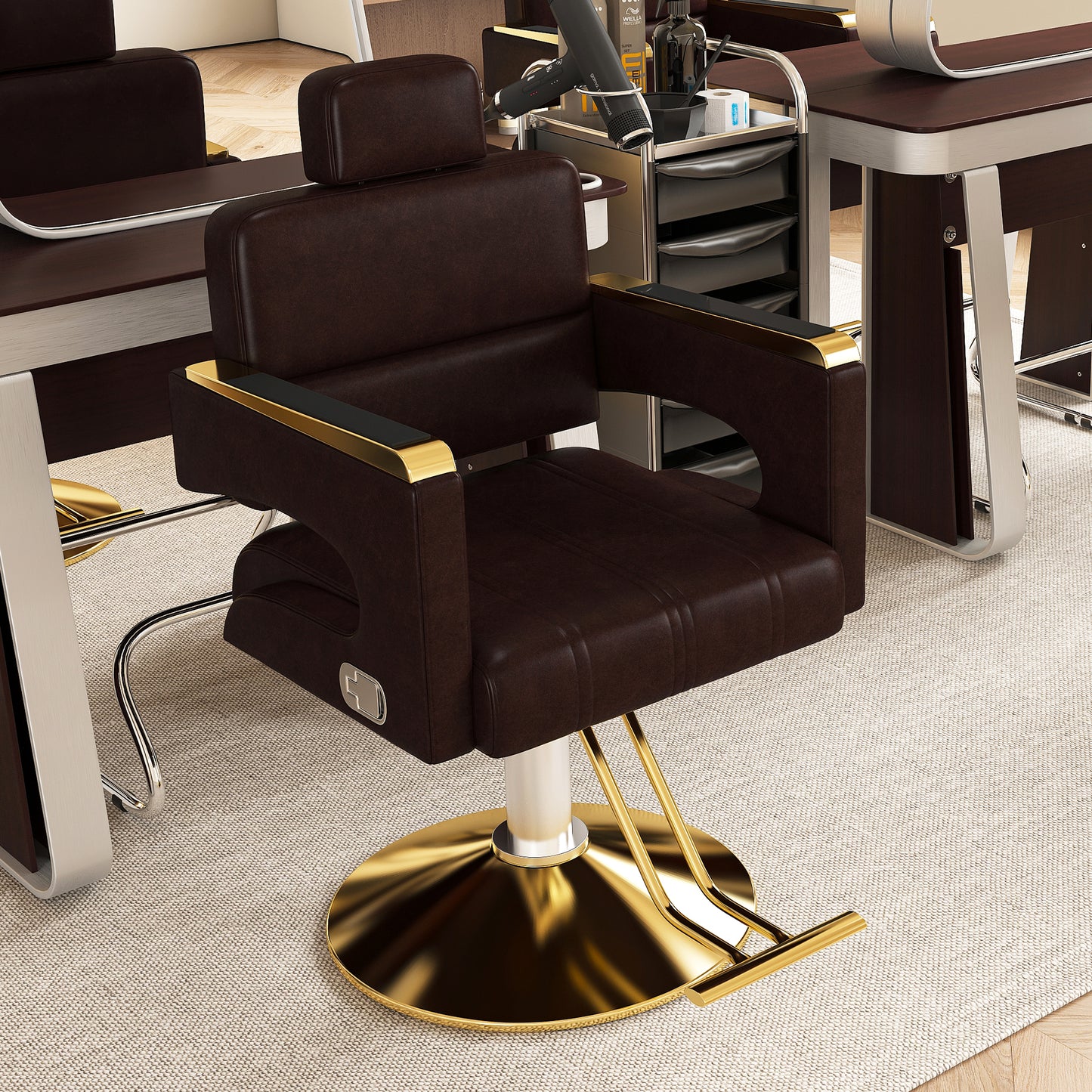 Sterling Hydraulic Barber Chair – 360° Swivel Salon Chair – view 8