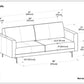 81" Leather Sofa with Black Legs | Modern Leather Living Room Couch dimensions diagram showing measurements.