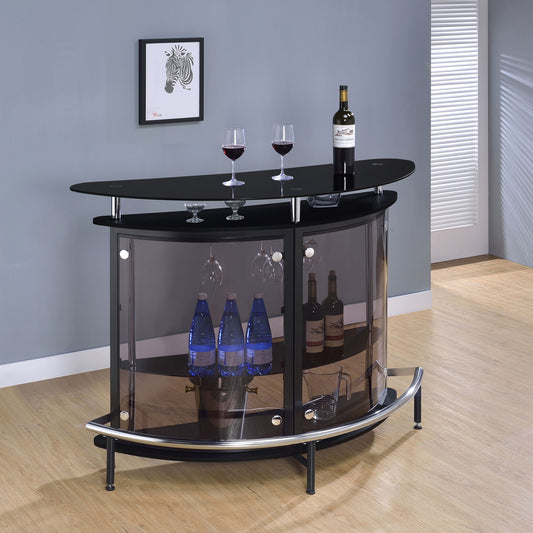 Strick Black Glass & Metal Bar Cabinet – view 2