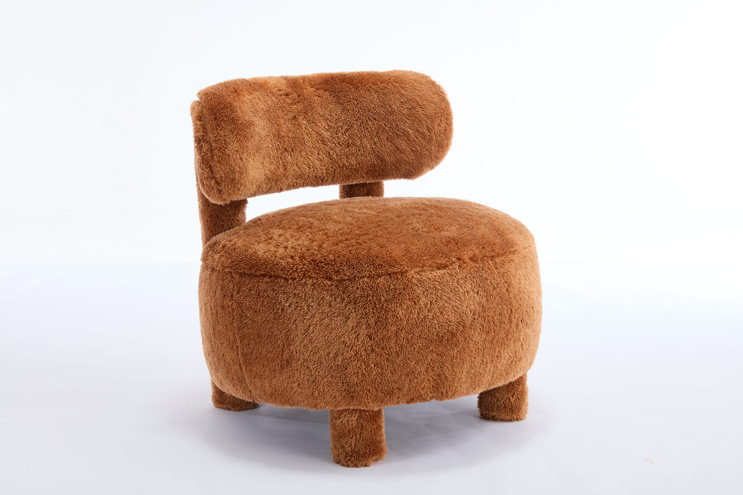 Sutter Fur Fabric Armless Accent Chair – Curved Wingback Chair – view 18