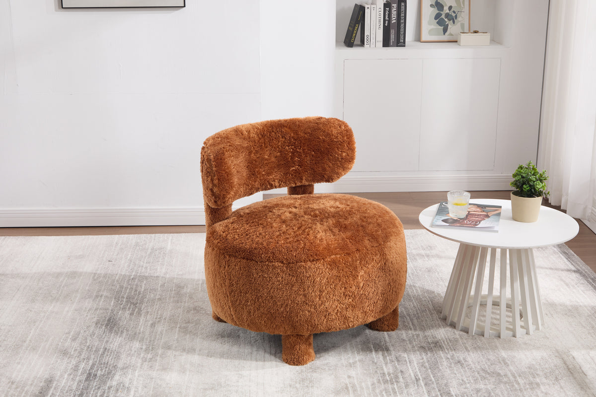 Sutter Fur Fabric Armless Accent Chair – Curved Wingback Chair – view 3