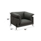 Tadi Black Top-Grain Leather Lounge Chair – Modern Luxury Accent Chair with dimensions 33x41x46 inches.