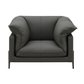 Tadi Black Top-Grain Leather Lounge Chair – Modern Luxury Accent Chair in supple black leather with bold design.