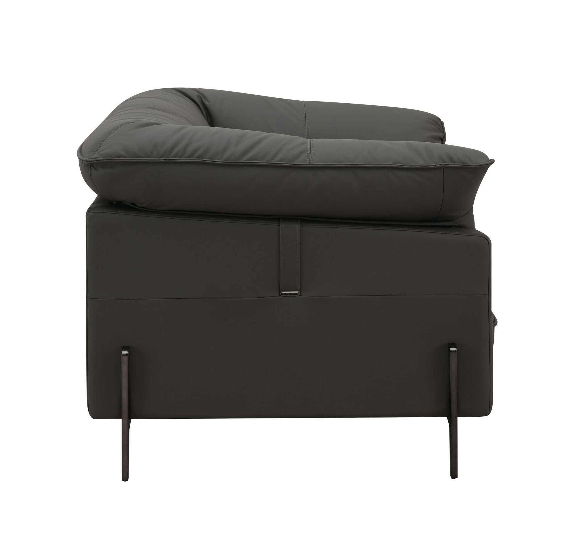 Tadi Black Top-Grain Leather Lounge Chair – Modern Luxury Accent Chair side view showcasing bold design and minimalist style