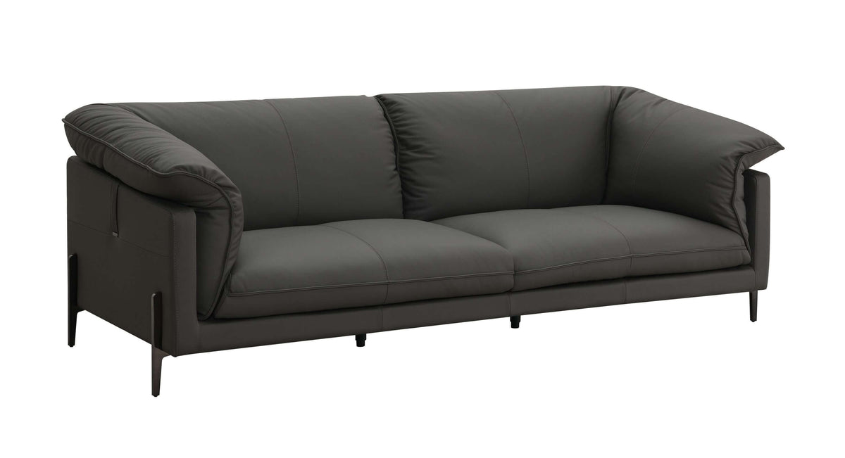 Tadi Black Top-Grain Leather Loveseat 69" – Modern Luxury 2-Seat Sofa with deep seating and minimalist design.