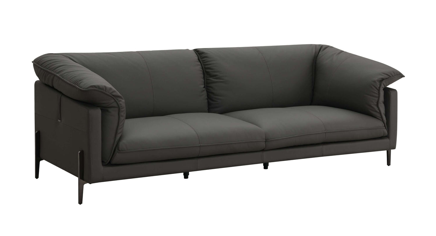 Tadi Black Top-Grain Leather Sofa 97" – Modern Luxury Statement Couch in sleek black design with plush cushions.
